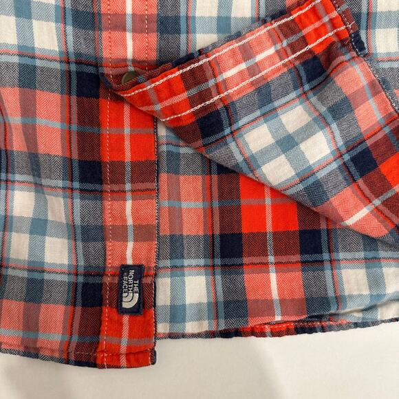 The North Face Mens Large Red Plaid Shirt Short Sleeve ButtonUp Camping Gorpcore - Picture 5 of 8